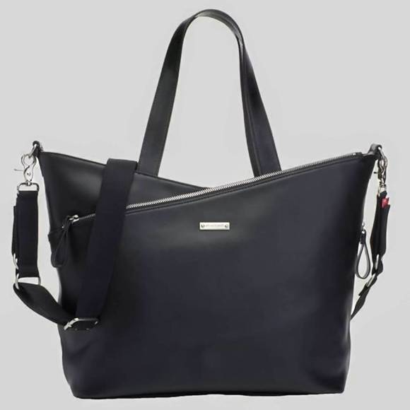 NEW STORKSAK women's lucinda tote diaper bag in black leather - Picture 1 of 1